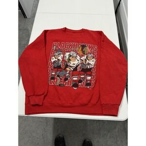 Vintage Chicago Blackhawks Crewneck Sweatshirt Cartoon Hockey Players Nutmeg